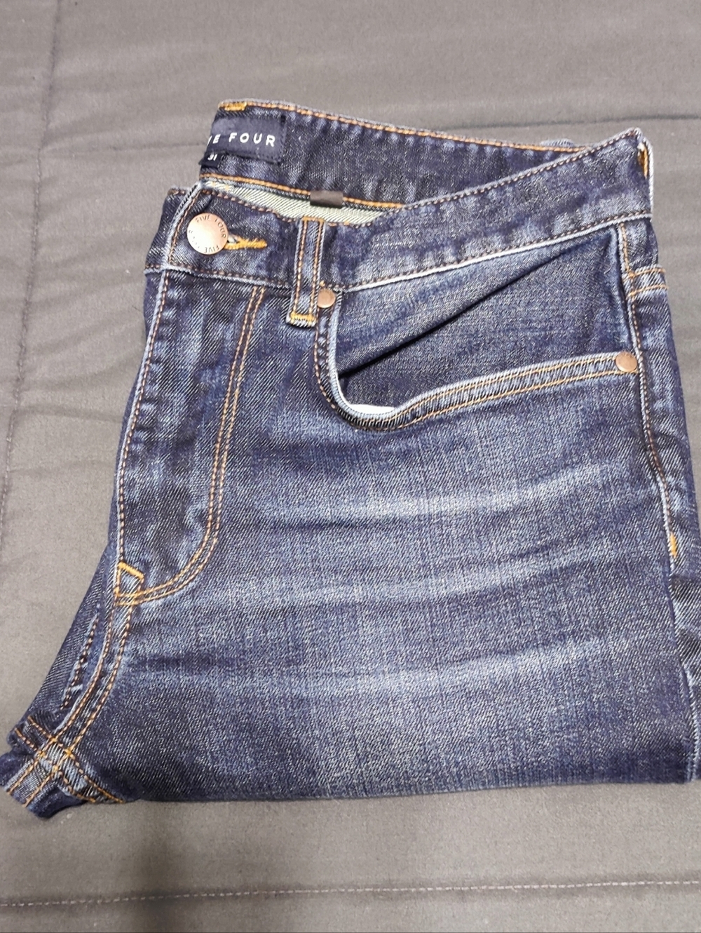 Five Four Slim Men's Jeans in Dark Blue with Contrast Stitching